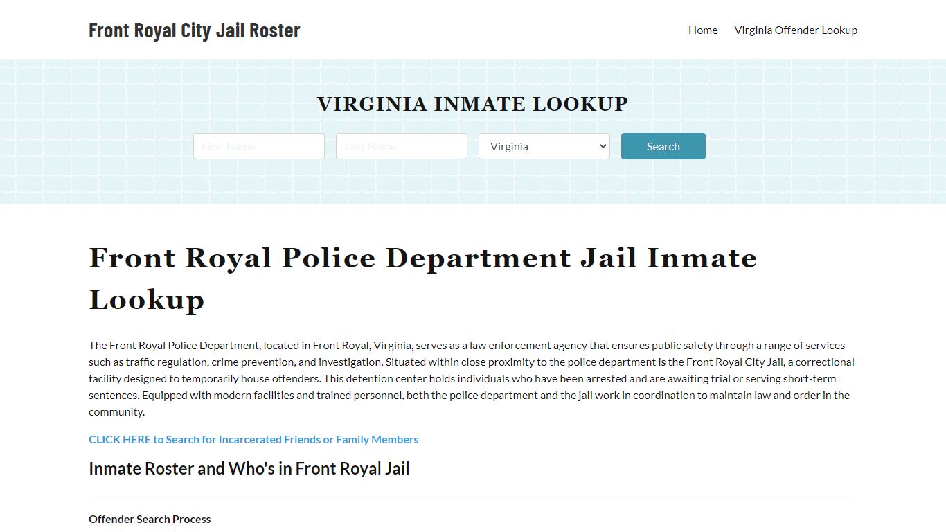 Front Royal Police Department & City Jail, VA Inmate Roster, Arrests ...